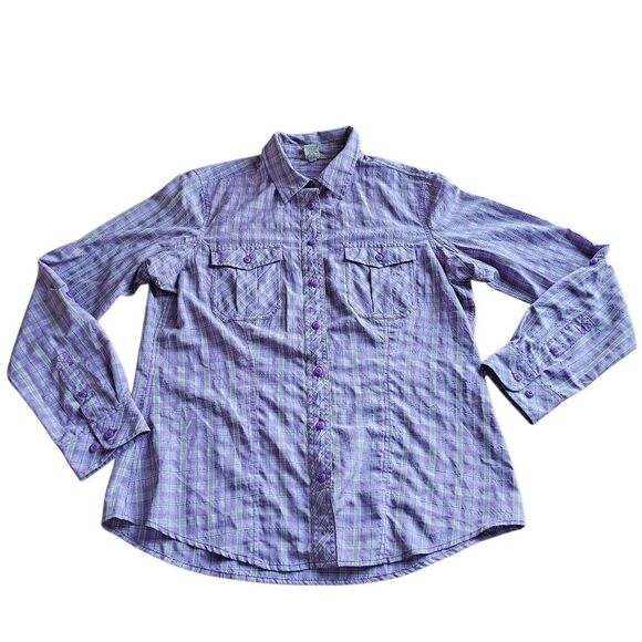 Duluth trading co womens Sz M purple plaid long sleeve top - Picture 1 of 6